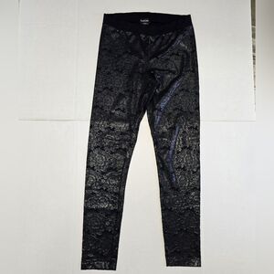 BEBE Women's Black Floral Print Leggings Size Medium
